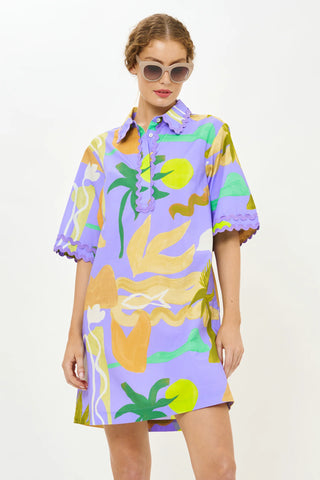 Oliphant Collared Shirt Dress Mini, Paradiso Blue