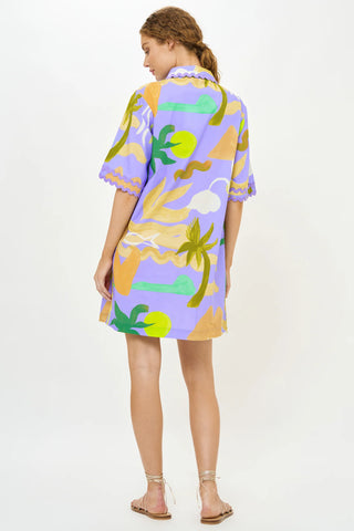 Oliphant Collared Shirt Dress Mini, Paradiso Blue