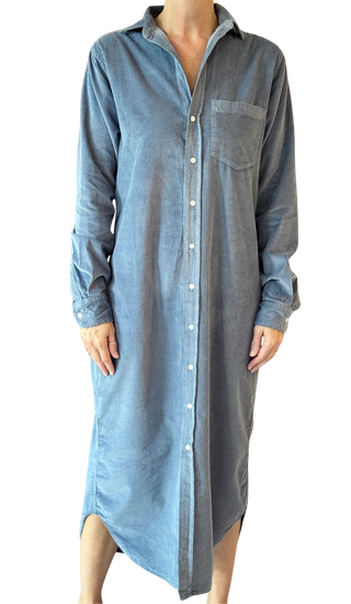 Frank & Eileen Rory Maxi Shirtdress, Slate Corduroy