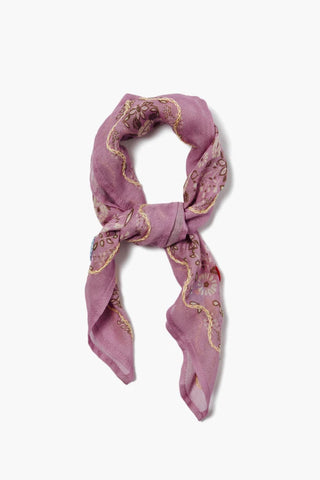 Chan Luu Embroidered Floral Bandana, Pastel Lavender