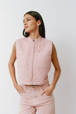 Seventy + Mochi Quilted Pablo Vest, Peony Pink