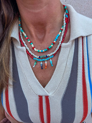 Twine & Twig Layered Pendant 18" Necklace, Cape Cod Fish