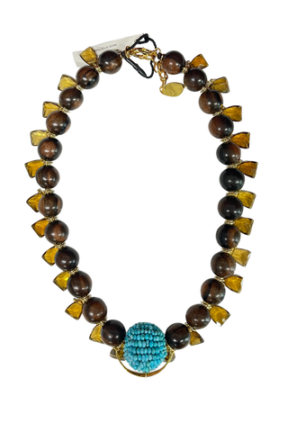 Chan Luu Centipede Necklace, Brown Wood