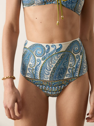 Boteh Arcadia Paisley Gathered Bralette and Estel Pant Bikini Set, Lazuli