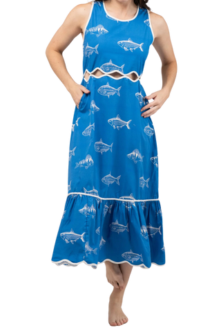 Beau & Ro Lina Dress, Fish Blue