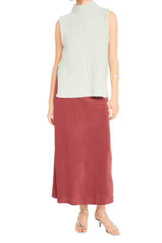 Mirth Santander Silk Skirt, Dark Cerise
