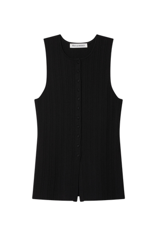 White & Warren Superfine Viscose Vest, Black