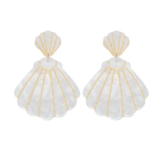 Shell Drop Earrings, White Tortoise