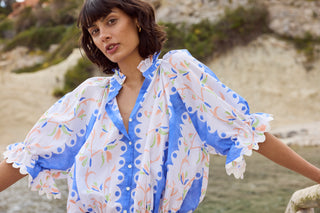 Juliet Dunn Blouson Dress, Birds of Paradise Bluebell Multi