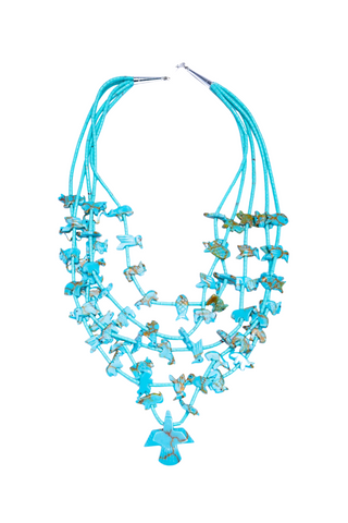 Gather Goods Multi Strand Fetish Necklace, Turquoise