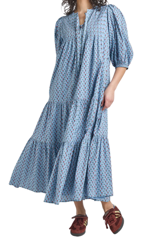 Pink Chicken Pintuck Indira Dress, Light Blue Carnation