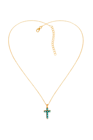 TS Christina Greene Dainty Turquoise Cross Necklace