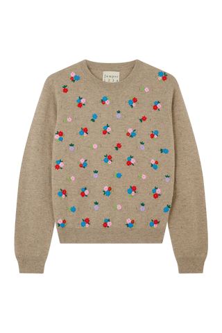 Jumper 1234 Embroidered Floral Crew, Cobble Multi