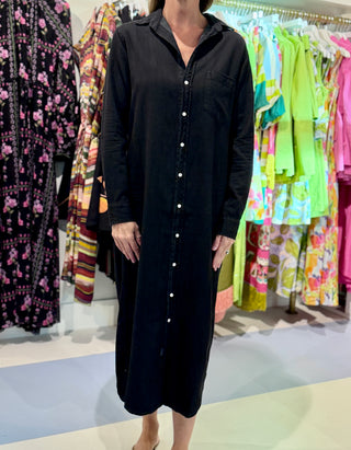 Frank & Eileen Maxi Shirtdress, OverDye Black