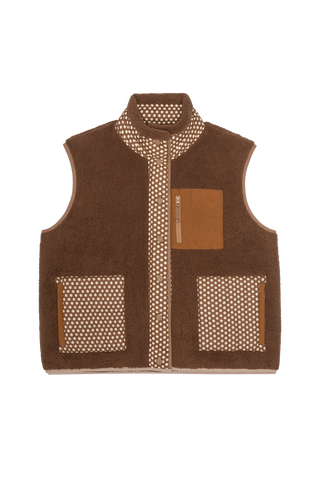 The Great The Plush Crosswind Vest, Hickory w Chocolate Dot