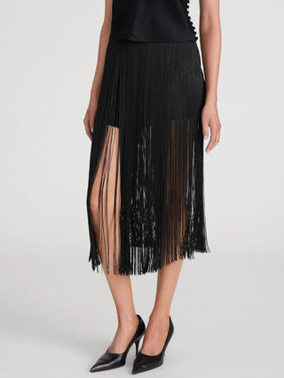 Frame The Fringe Midi Skirt, Black