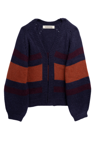 Guanabana Juana Baby Alpaca Cardigan, Navy & Terracota