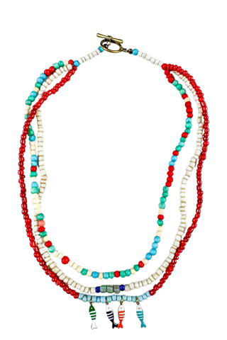 Twine & Twig Layered Pendant 18" Necklace, Cape Cod Fish