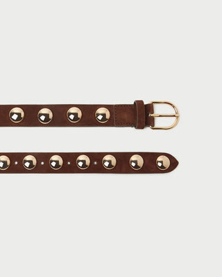 Loeffler Randall Issa Dome Studded Belt, Espresso Champagne