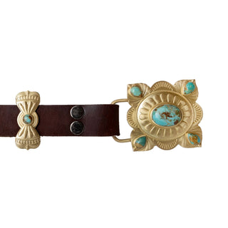 TS Christina Greene Western Charm Turquoise & Brass Concho Belt, Brown