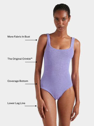 Hunza G Coverage Square Neck Swimsuit, Lilac