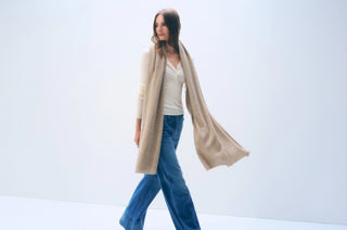 White & Warren Cashmere Travel Wrap, Taupe Heather