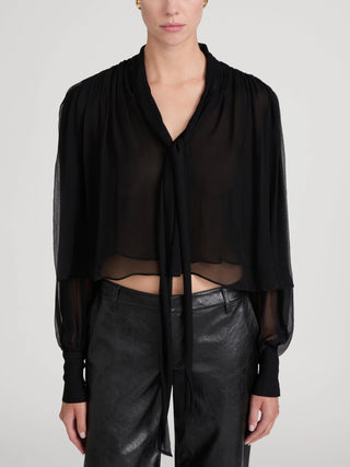 Frame The Belle Tie Blouse, Black