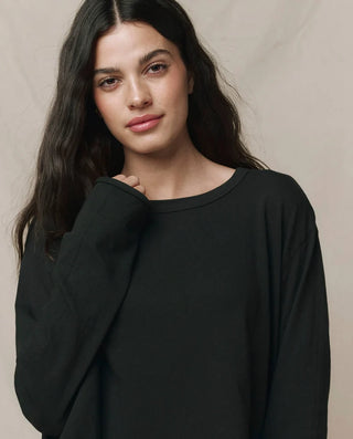The Great The Long Sleeve Crop Tee, Almost Black