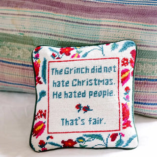 Furbish Studio Needlepoint Pillow, The Grinch