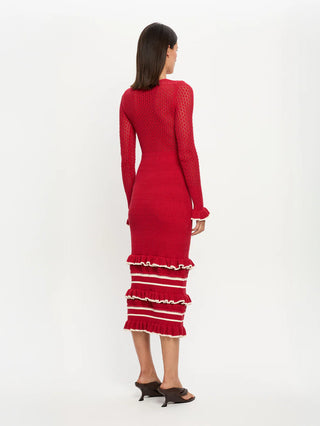 Kivari Rafaela Knit Midi Dress, Red Cream