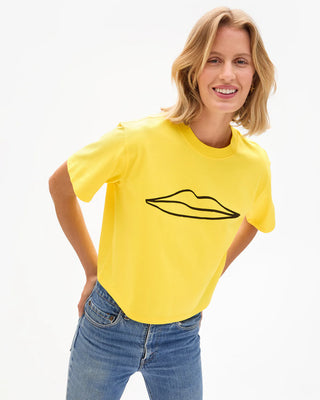 Clare V. Le Carre Tee Surrealisme Lips, Bright Yellow