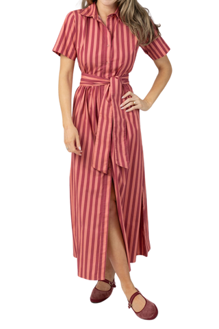 Beau & Ro Elle Maxi Dress, Red Love Stripe