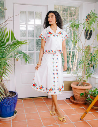 Love the Label Berri Midi Skirt, May Morris Embroidery