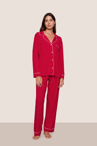 Eberjey Gisele Modal Long PJ Set, Holiday Red
