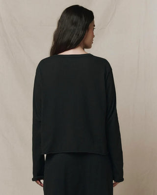 The Great The Long Sleeve Crop Tee, Almost Black