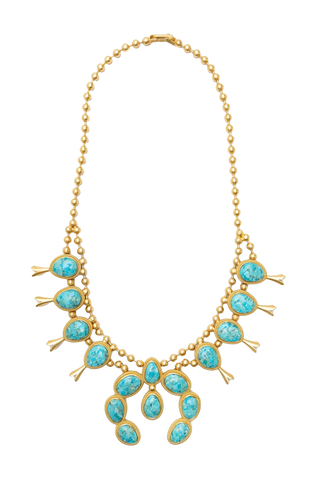 TS Christina Greene Blue Horizon Squash Blossom Necklace, Turquoise