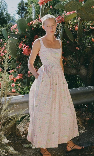 Coco Shop Scoop Neck Dress, Pink Fishing Net