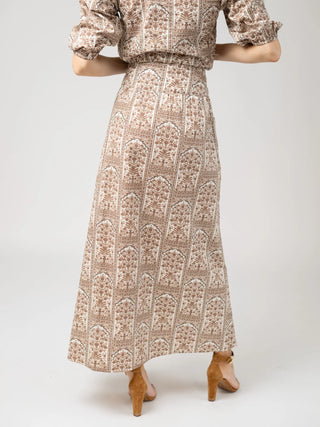 Beau & Ro Trellis Skirt, Brown Mughal Block