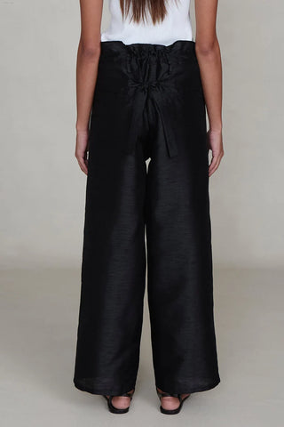 Chan Luu Dupioni Straight Leg Pant, Black