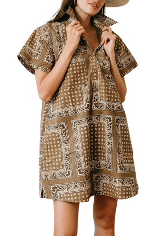 Sunshine Tienda Getaway Mini Dress, Olive Bandana