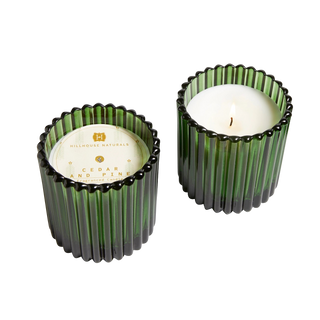 Field + Fleur Green Glass Candle 7oz, Cedar & Pine