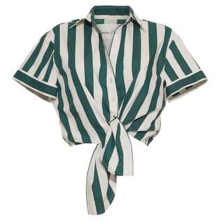 Cara Cara Asbury Top, Green White Stripe