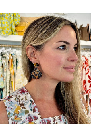 Shell Drop Earrings, Brown Tortoise