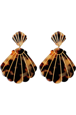 Shell Drop Earrings, Brown Tortoise