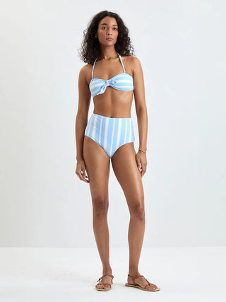 LemLem Ava Bandeau Top with Elsi High Waist Bottom Bikini, Debre Sky