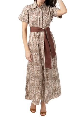 Beau & Ro Elle Maxi Dress, Brown Mughal Block