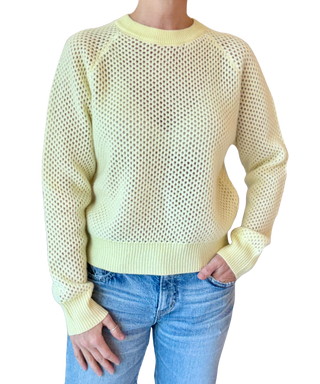 White & Warren Cashmere Mesh Sweatshirt, Lemonade Soft White