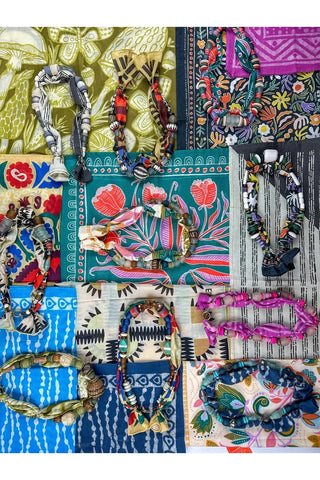 Beaded Bandana Necklace, Coral Bay