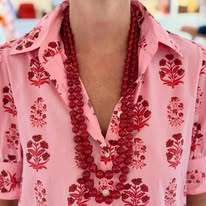 Bubble Beaded Necklace, Brick