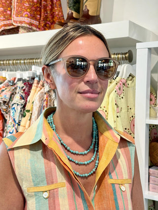 The Liv Triple Strand Beaded Necklace, Turquoise